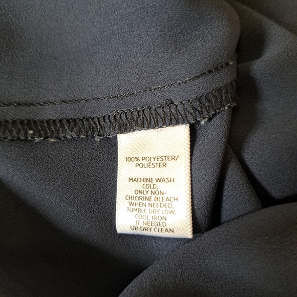 Loft Blouse Tie Back Blue Women's Small V-neck Long Sleeved Gathered Shoulder - Picture 5 of 16